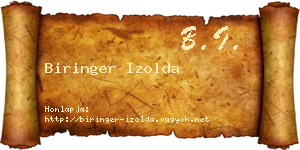 Biringer Izolda névjegykártya